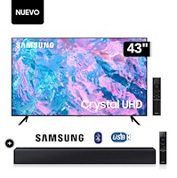 Televisor Samsung LED Smart TV 43 Crystal UHD 4K UN43CU7000GXPE+Soundbar HW C400